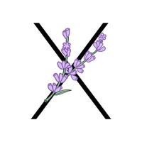 lavanda florecer Violeta pequeño flor alfabeto para diseño de tarjeta o invitación. vector ilustraciones, aislado en blanco antecedentes para verano floral Gesign