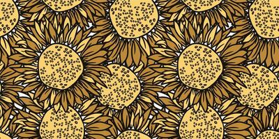 Sunflower head flower seamless pattern for textile or surface. Vector background