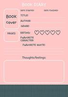 Book tracker template for fiction readers. Reading plan. Vector. vector