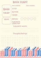 Book tracker template for fiction readers. Reading plan. Vector. vector