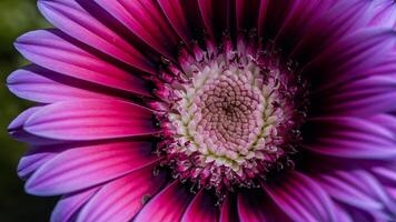 AI generated Extreme detailed macro of purple gerbera flower with soft petals photo