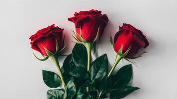 AI generated Classic red roses isolated on pure white background for versatility photo