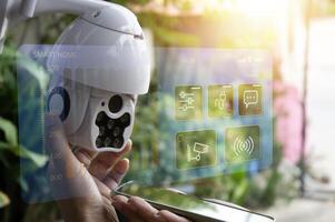 IP wifi wireless security camera supports Internet installation technology, security systems, smart home applications. photo