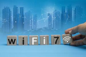 concept technology wifi 7 connect to the internet world with new technology photo