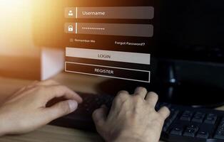 Online login verification concept, password entry, identity verification photo