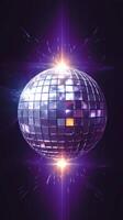 AI generated Abstract purple disco ball with reflections for nightclub dances Vertical Mobile Wallpaper photo