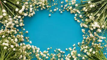 AI generated Empty space for web design with babys breath flowers photo