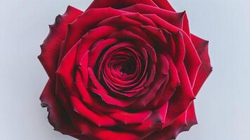 AI generated Subject Beautiful red rose macro isolated on pristine white background photo