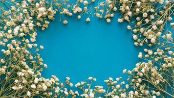 AI generated Empty space for web design with babys breath flowers photo