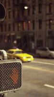 een verkeer licht, gevangen genomen in een hyperlapse over- de straten van nieuw york stad. video