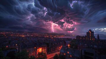 AI generated Storm Approaching City at Night photo