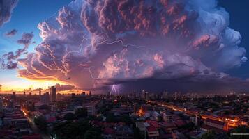 AI generated Storm Approaching City at Night photo