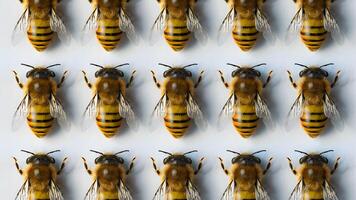 AI generated Group of bee honeybee on white background golden color photo