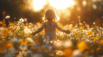 AI generated Little Girl Standing in Field of Flowers photo