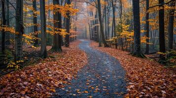 AI generated Road Cutting Through Dense Forest photo