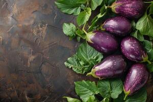 AI generated Eggplant on Purple Background photo