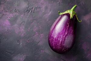 AI generated Eggplant on Purple Background photo