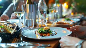 AI generated Close Up of Plate of Food on Table photo