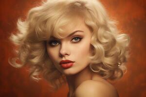 AI generated Classic Portrait retro blondie. Generate Ai photo