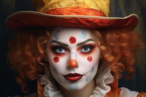 AI generated Charismatic Girl happy clown. Generate Ai photo