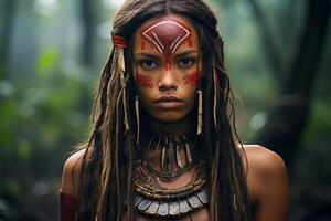 ai generado ingenioso tribu mujer. generar ai foto