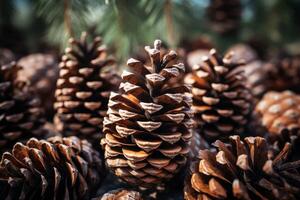 AI generated Towering Pine cone fir tree. Generate Ai photo