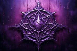 AI generated Ornamental Purple wax candle sigil. Generate Ai photo