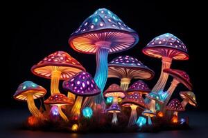 AI generated Whimsical Decorative mushrooms. Generate Ai photo