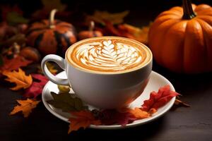 AI generated Aromatic Pumpkin spice late aroma cup. Generate Ai photo