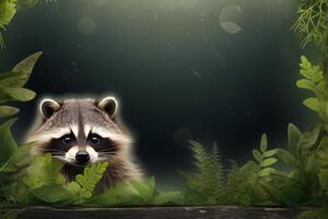 AI generated Nocturnal Raccoon animal baby. Generate Ai photo