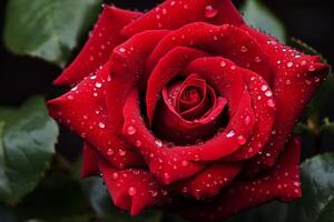 AI generated Fragrant Red rose water droplets. Generate Ai photo