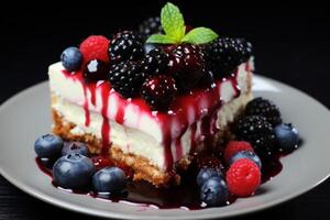 AI generated Luscious Piece cheesecake berry. Generate Ai photo