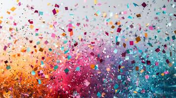 AI generated Colorful Confetti Group on White Background photo