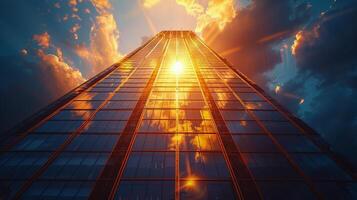 ai generado Dom brillante mediante ventanas de alto edificio foto