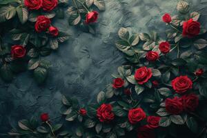 AI generated Red Roses Adorning Wall photo