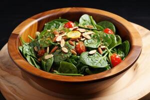 AI generated Savory Plate spinach salad. Generate Ai photo