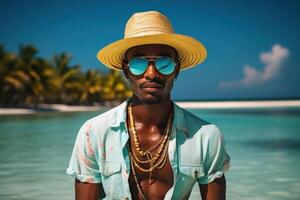 AI generated Captivating Photo of Bahamian young male on exotic nature background. Generate ai