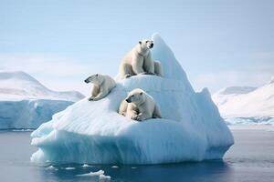 ai generado frígido polar oso hielo nadar. generar ai foto