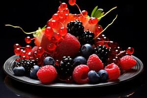 AI generated Nutritious Plate fruits berries. Generate AI photo