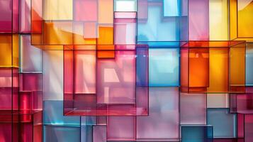 AI generated Abstract minimalistic geometric background made of colorful glass photo