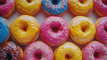 AI generated Background of colorful donuts photo