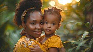 ai generado mujer participación pequeño niño foto