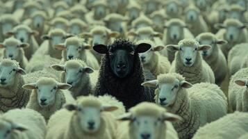 AI generated Herd of Sheep Standing Together photo