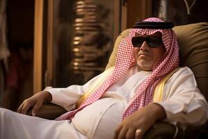 AI generated Quiet Saudi man relaxing. Generate Ai photo