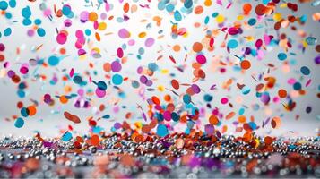 AI generated Colorful Confetti Group on White Background photo