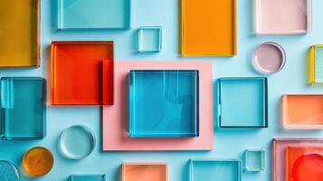 AI generated Abstract minimalistic geometric background made of colorful glass photo