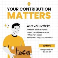 Yellow Grid Volunteer Instagram Post template
