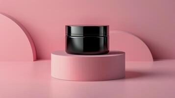 AI generated Pink and Blue Shelf With Jar of Cream photo