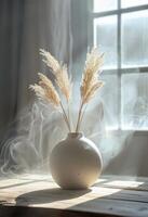 AI generated a vase with dune and the sun comes out photo