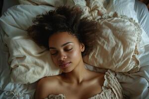 AI generated Peaceful Slumber of a Young Woman photo